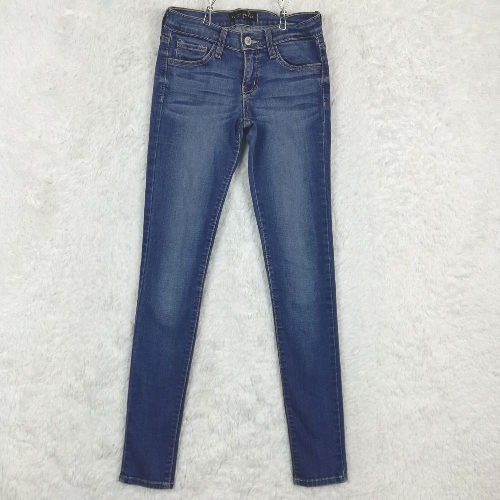 Flying Monkey Womens Jeans Skinny Denim Blue Whiskering Medium Wash Stretch 24